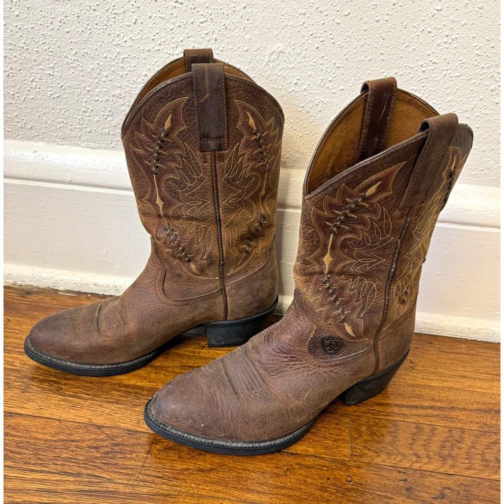 Ariat Men's Brown Leather Western Cowboy Boots Square Toe Pull-On 9 D